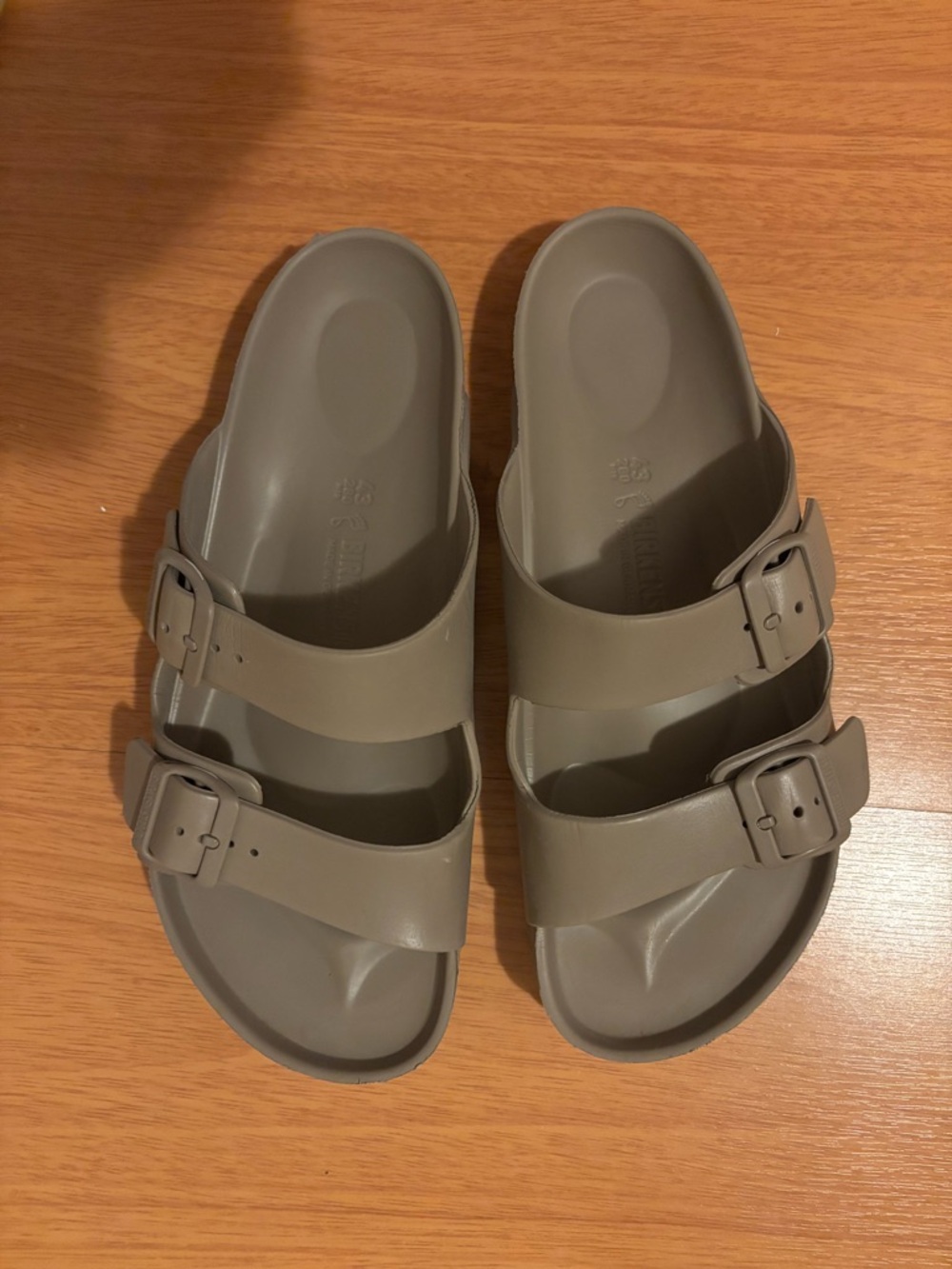 Birkenstock Men’s Double Strap Rubber Slide Sandals in Taupe
